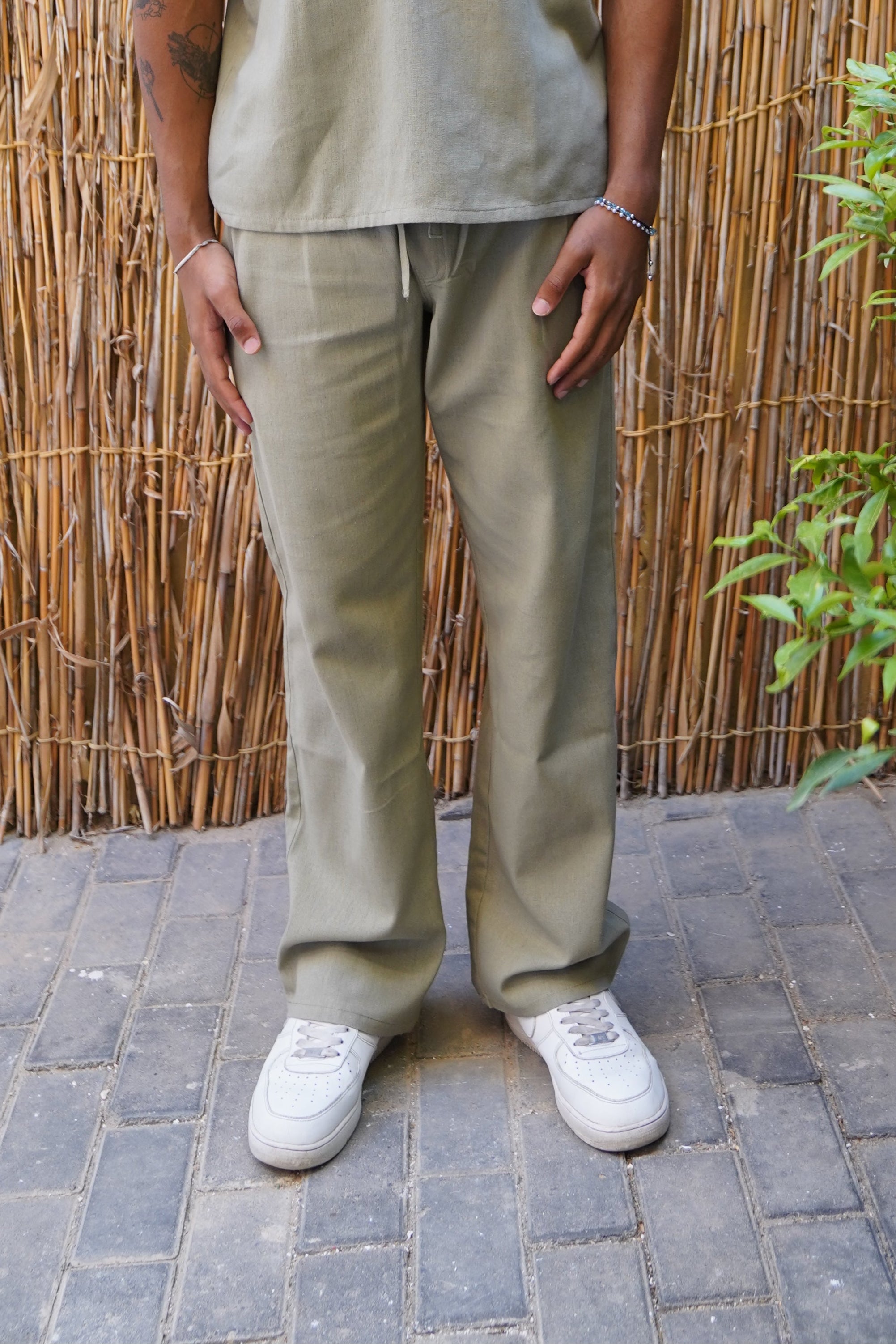 OLIVE LINEN PANTS
