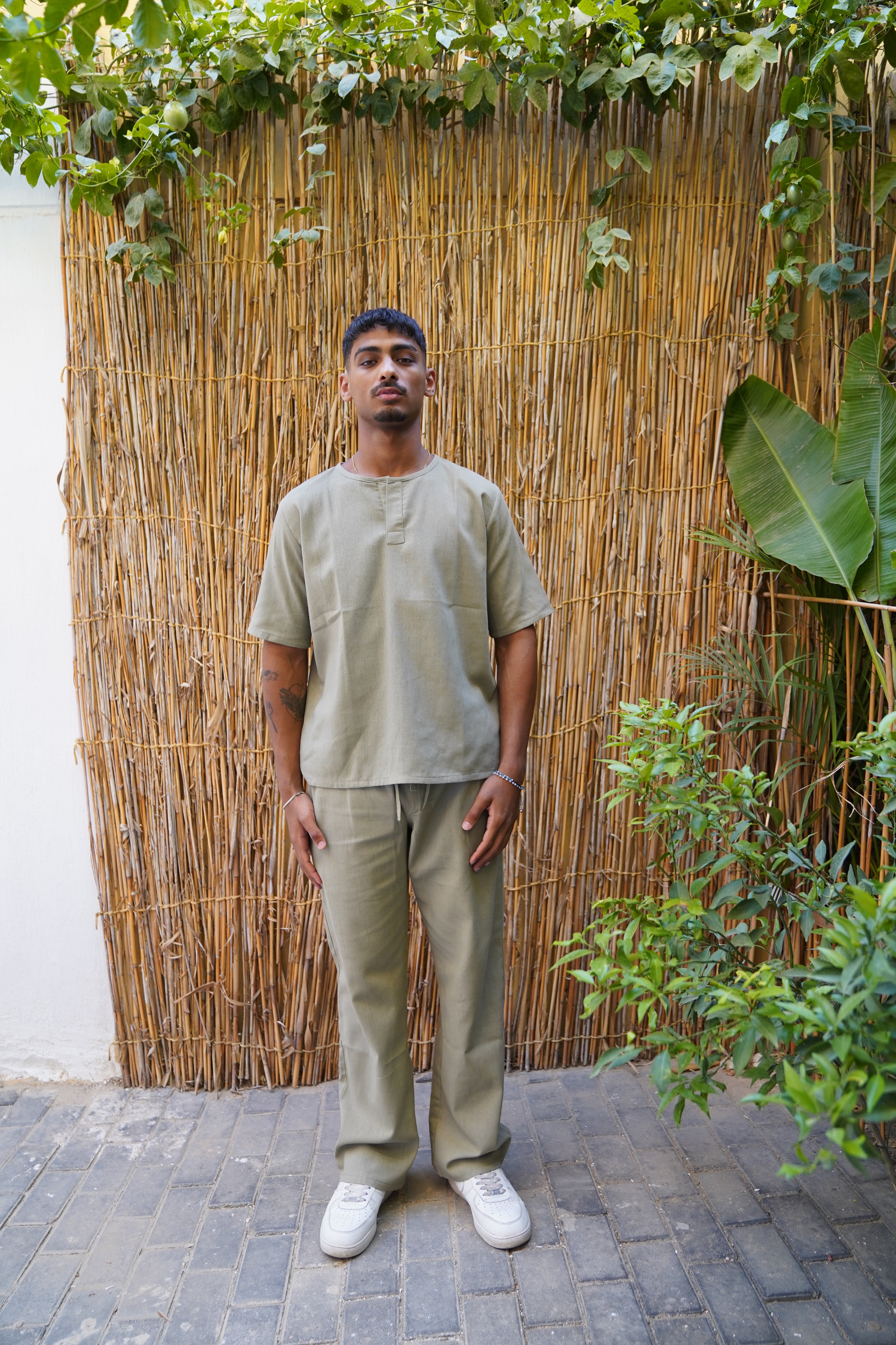 OLIVE LINEN PANTS