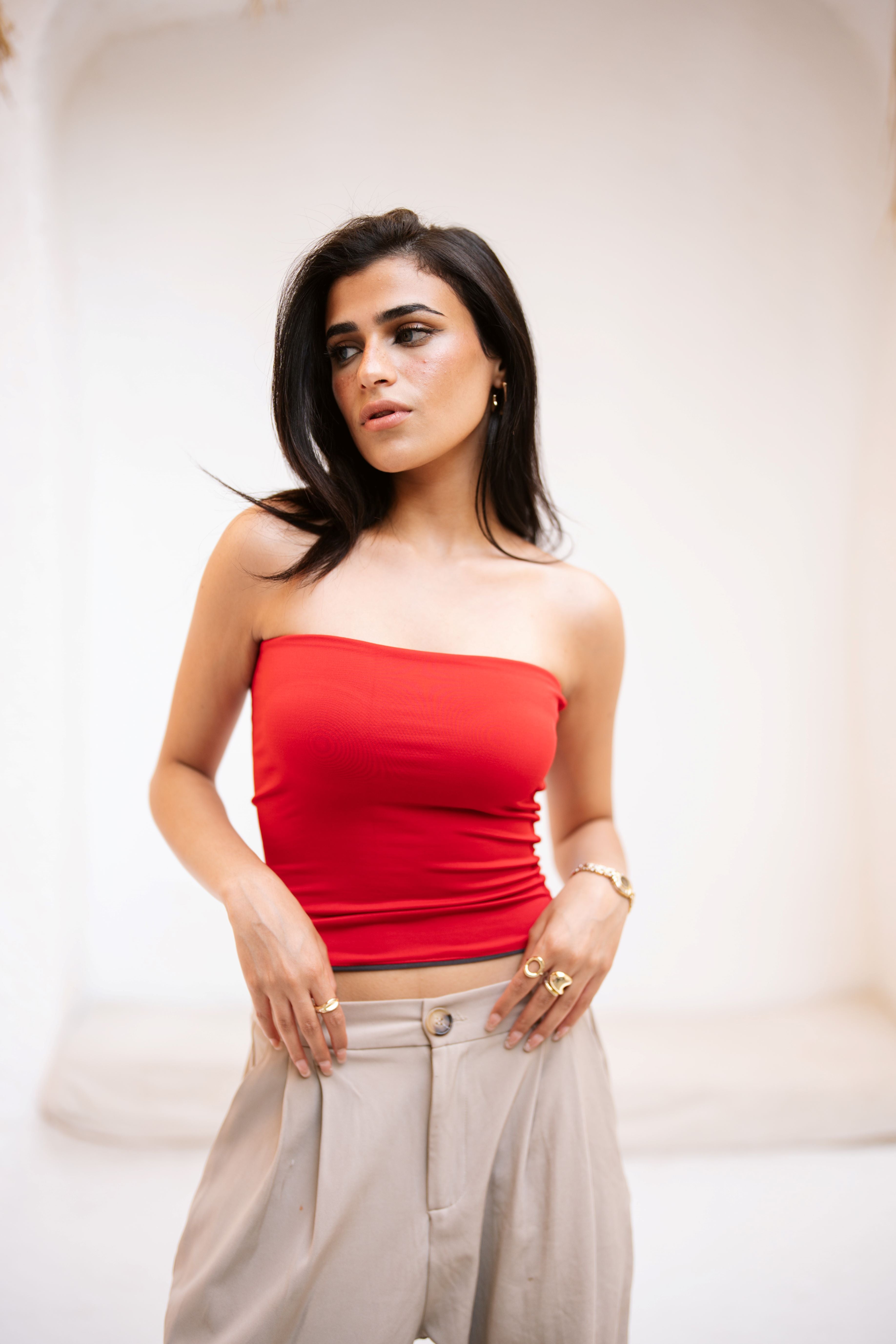 DEUXFACE RED/GREY TOP