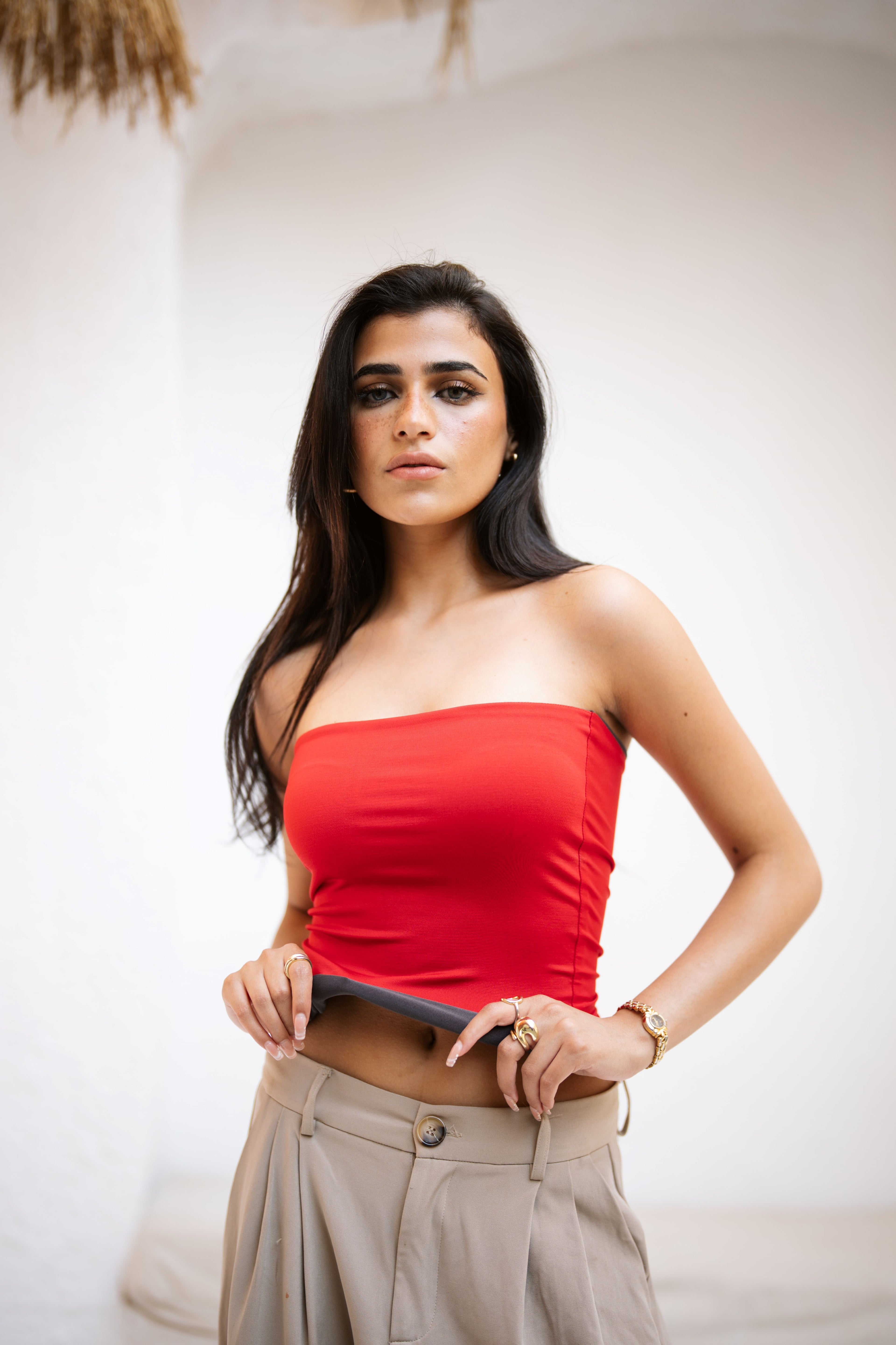 DEUXFACE RED/GREY TOP