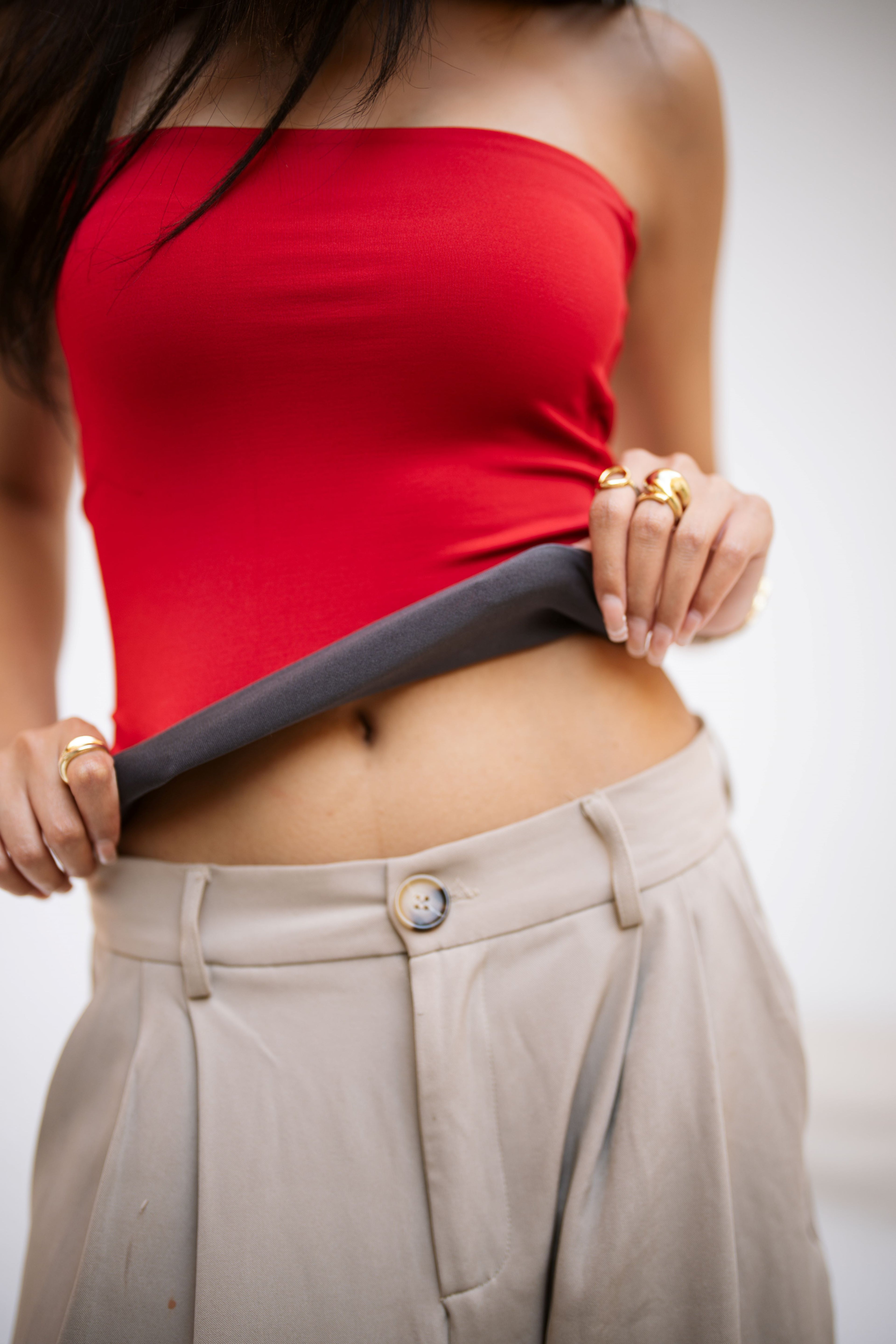 DEUXFACE RED/GREY TOP