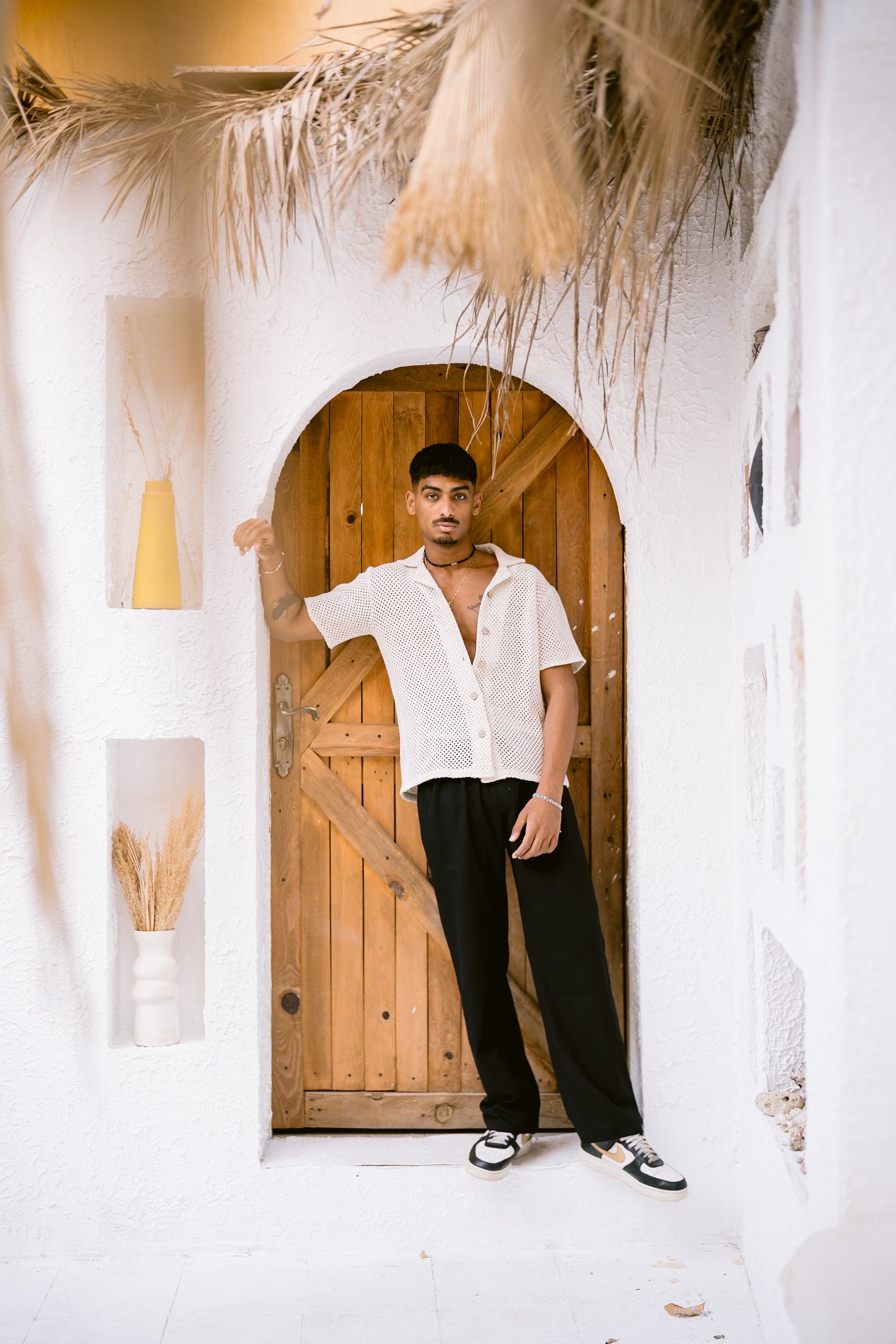 SHORT SLEEVE CROCHET SHIRT