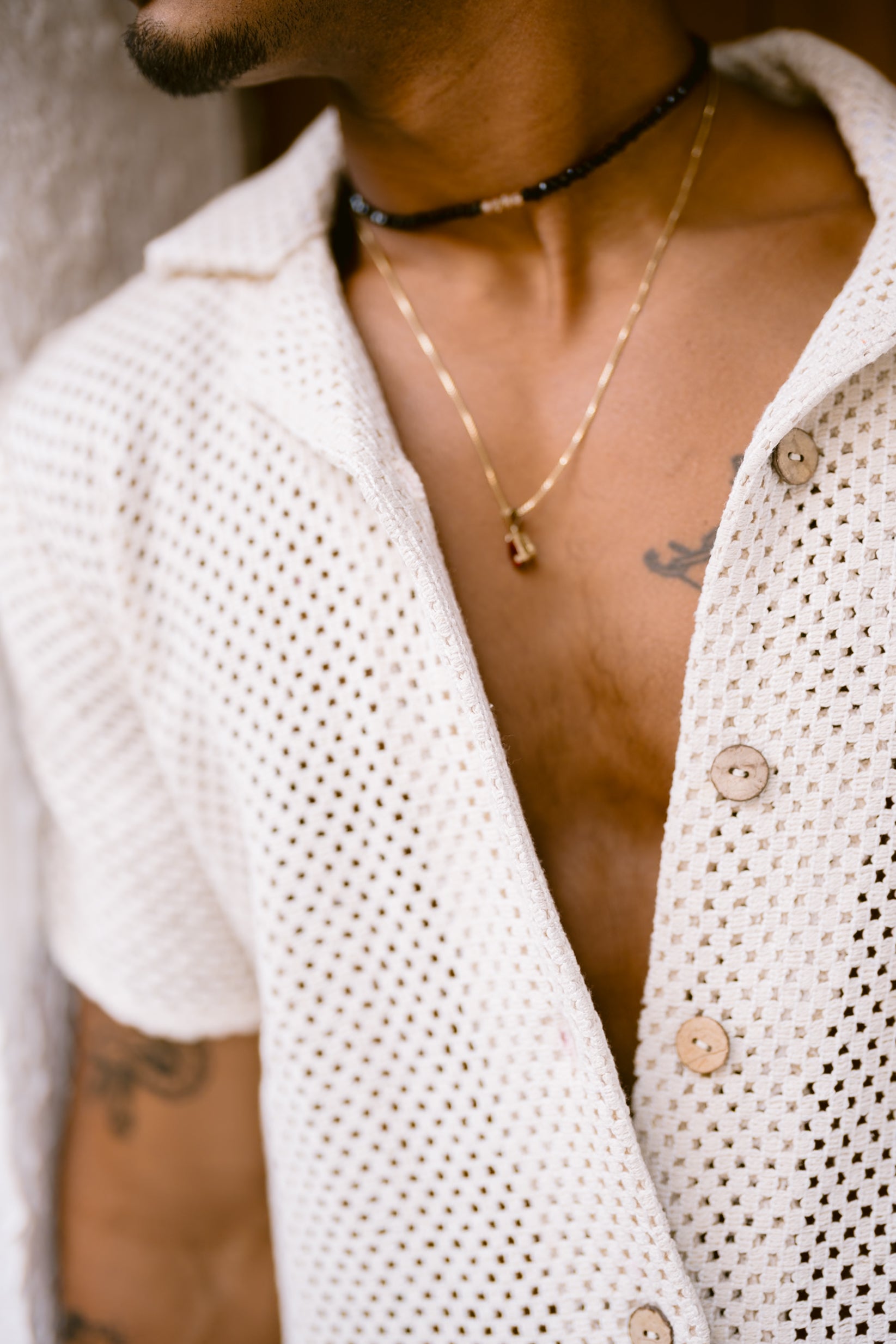 SHORT SLEEVE CROCHET SHIRT